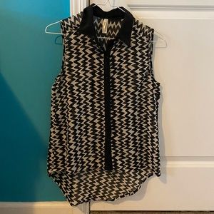 Zig Zag Striped Button up Tank Top